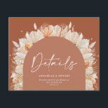 Modern bohemian terracotta pampas grass wedding<br><div class="desc">Modern bohemian terracotta pampas grass stylish wedding details card.</div>