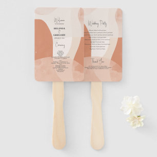Modern Bohemian Terracotta Wedding Program Hand Fan