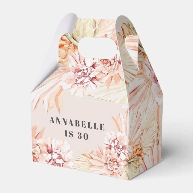 Modern bohemian watercolor floral pastel birthday favour box (Front Side)