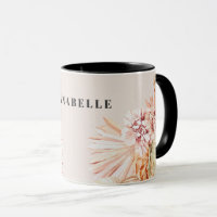 Modern bohemian watercolor floral pastel orange mu
