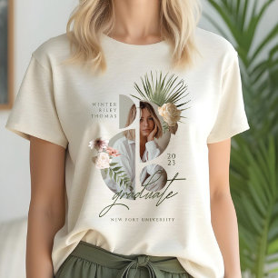 Modern Bohemian Watercolor Florals Graduate Photo Tri-Blend Shirt