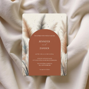 Modern Bohemian Watercolor Pampas Grass Wedding Invitation