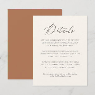 Modern Bohemian Wedding Guest Details Enclosure Ca Card