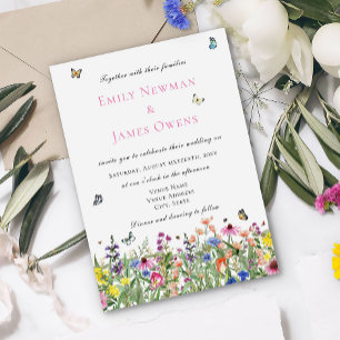 Modern Bohemian Wildflowers Wedding Invitation