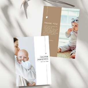 Modern Boho 2 Photo Baby Shower Thank You Card