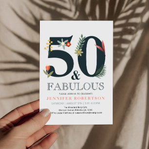 Modern Boho 50 and Fabulous Birthday Invitation