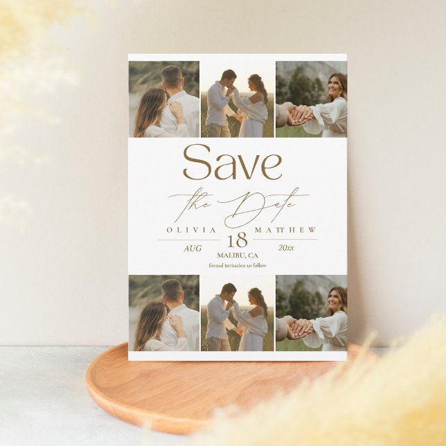 Modern Boho 7 Photo Wedding Save the Dates  Date (Creator Uploaded)