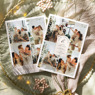 Modern Boho 8 Photo Christmas New Year Invitation