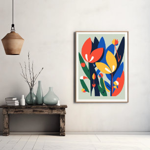 Modern Boho Abstract Botanical Flower Poster 
