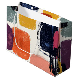 Modern Boho Abstract Brushstroke -Bold Retro Colou Large Gift Bag