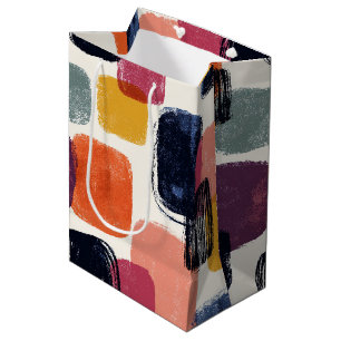 Modern Boho Abstract Brushstroke -Bold Retro Colou Medium Gift Bag
