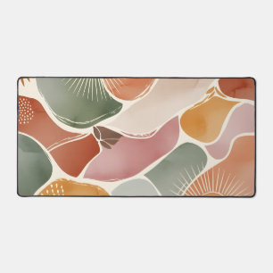 Modern Boho Abstract Earth Tones Desk Mat