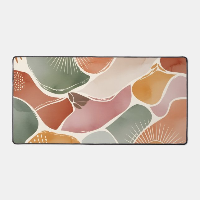 Modern Boho Abstract Earth Tones Desk Mat (Front)