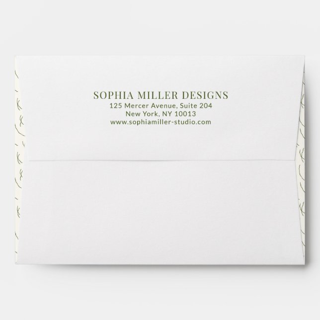Modern Boho Abstract Lines Interior Designer Cream Envelope (Back (Top Flap))