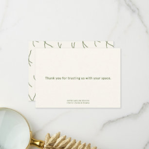 Modern Boho Abstract Lines Interior Designer Cream Thank You Card