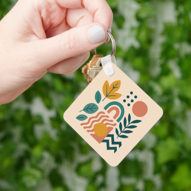 Modern Boho Abstract Nature Wall Art Key Ring (Hand)