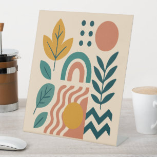 Modern Boho Abstract Nature Wall Art Pedestal Sign