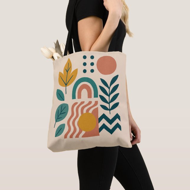 Modern Boho Abstract Nature Wall Art Tote Bag (Close Up)