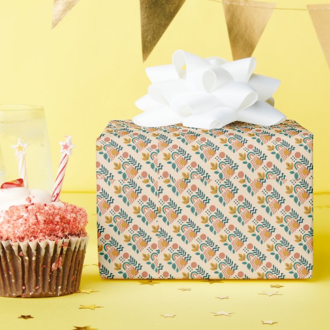 Modern Boho Abstract Nature Wall Art Wrapping Paper (Birthday Party)