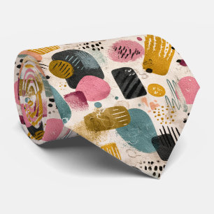 Modern Boho Abstract Pattern Textured Colourful Tie