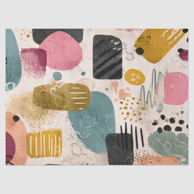 Modern Boho Abstract Pattern | Textured Colourful Tissue Paper (Front)