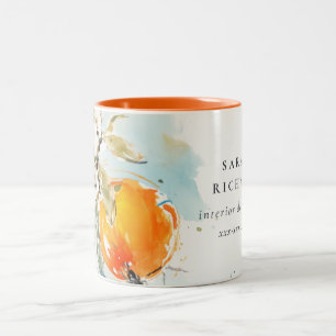 Modern Boho Abstract Sketchy Orange Garden Two-Tone Coffee Mug