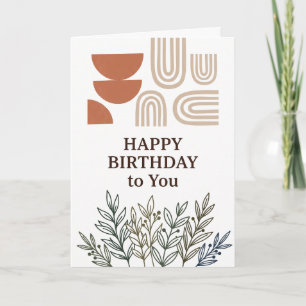 Modern Boho Abstract Terracotta Happy Birthday Car Card