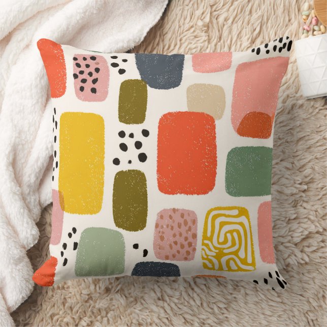 Modern Boho Abstract Watercolor Pattern | Colourfu Cushion (Blanket)