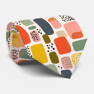 Modern Boho Abstract Watercolor Pattern Colourfu Tie