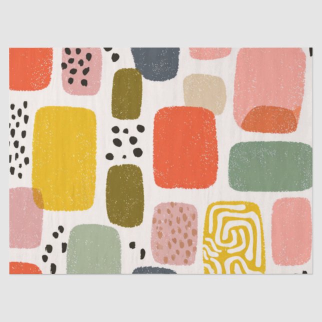 Modern Boho Abstract Watercolor Pattern | Colourfu Tissue Paper (Front)