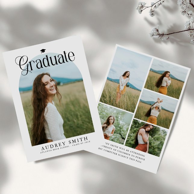 Modern Boho Arch 6 Photos Graduation Announcement (Creator Uploaded)