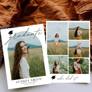 Modern Boho Arch 6 Photos Graduation Announcement
