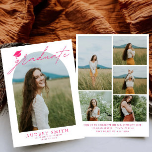 Modern Boho Arch 6 Photos Graduation Party Invitation
