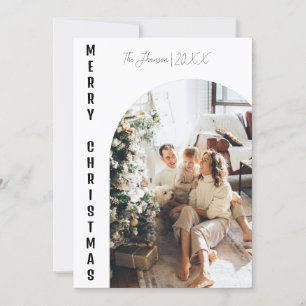 Modern Boho arch Christmas family photo joyful  Invitation