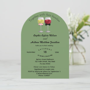 Modern Boho Arch Couple Wine Wedding Invitation