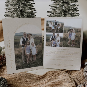 Modern Boho Arch   Cream Christmas Photo Holiday  Card