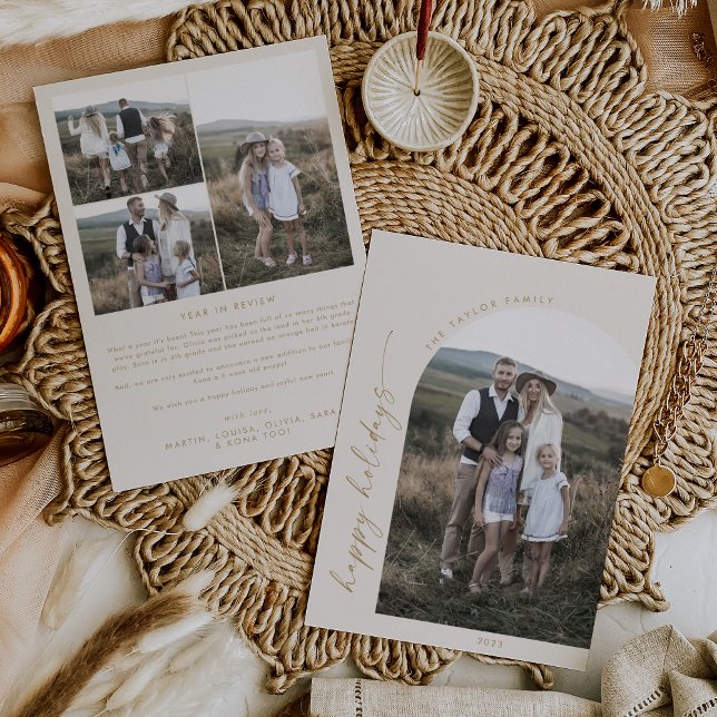 Modern Boho Arch | Cream Family Photo Holiday Card (Creator Uploaded)