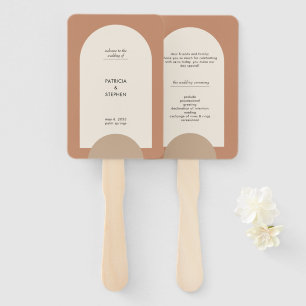 Modern Boho Arch Geometric Wedding Program Hand Fan
