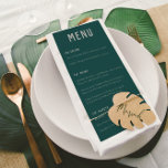 Modern Boho Arch Green Grey Typography Wedding Menu<br><div class="desc">Modern Wedding Menu in dark green and grey with strong clean typography and a boho arch on the back of the card. Customise this Wedding Menu Card to fit your needs, change text elements and colours if you like. Simply delete the text on the back if you want to use...</div>