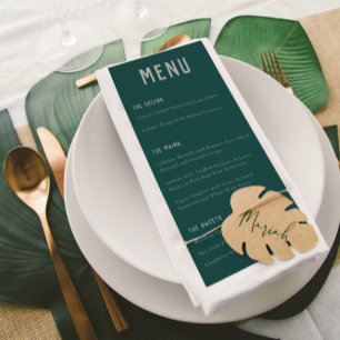 Modern Boho Arch Green Grey Typography Wedding Menu