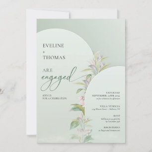 Modern boho arch greenery eucalyptus blush floral  invitation