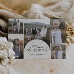 Modern Boho Arch Multi Photo Merry Christmas Holiday Card<br><div class="desc">This modern boho arch multi photo Merry Christmas holiday card is the perfect simple holiday greeting. The bohemian black and white design features unique industrial lettering typography with minimalist vintage style. Personalise the front of the card with 5 photos,  your family name and the year.</div>