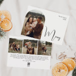Modern Boho Arch Oh Merry Four Photo Holiday Card<br><div class="desc">Celebrate the joy of the season with this modern boho arch merry four photo holiday card. The unique and chic editable script creates a touch of charm and individuality. Its simple, elegant black-and-white design, featuring a classic bohemian arch frame, evokes a whimsical winter ambiance. The minimal and delicate festive font...</div>