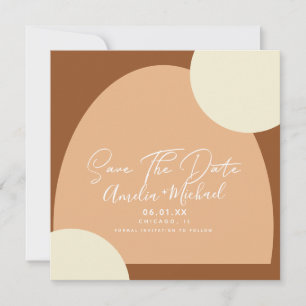 Modern Boho Arch Organic Shapes Save the Date Card