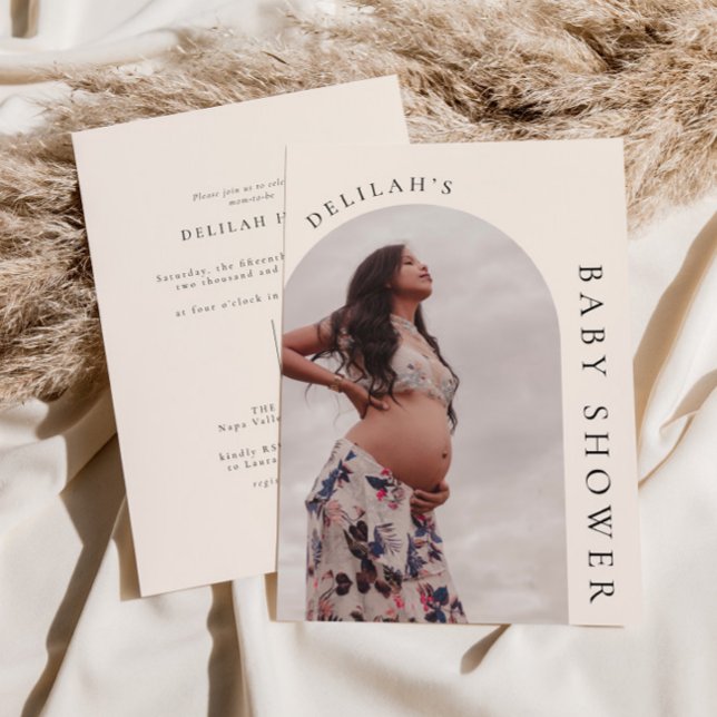 Modern Boho Arch Photo Baby Shower Invitation (Creator Uploaded)