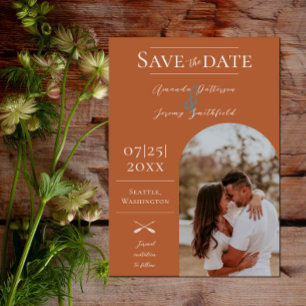 Modern Boho Arch Photo   Burnt Orange Save The Date