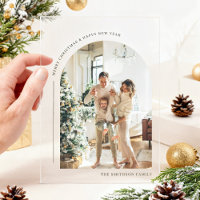 Modern Boho Arch Photo Christmas Card