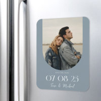 Modern Boho Arch Photo Dusty Blue Save the Date