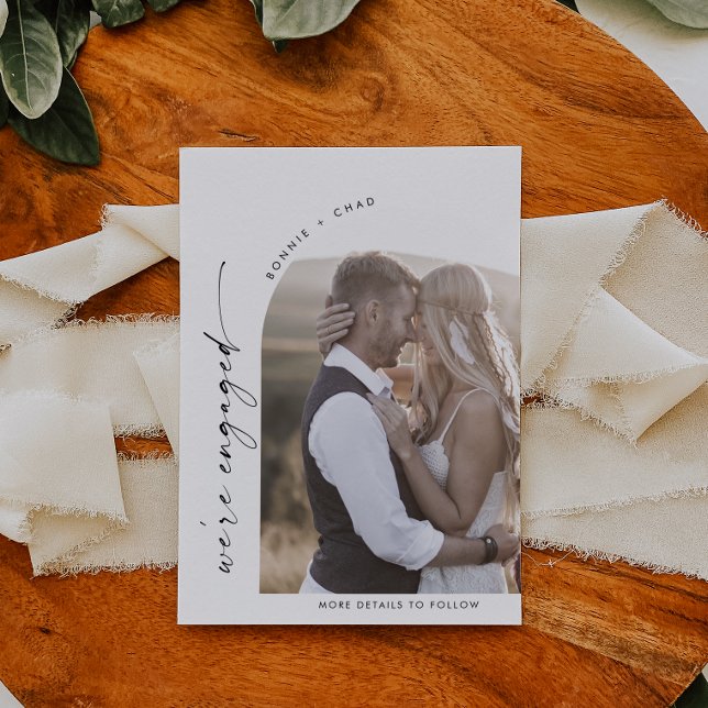 Modern Boho Arch Photo Engagement Announcement (Creator Uploaded)