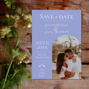Modern Boho Arch Photo Periwinkle Save The Date